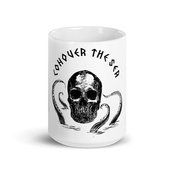 conquer the sea coffee mug